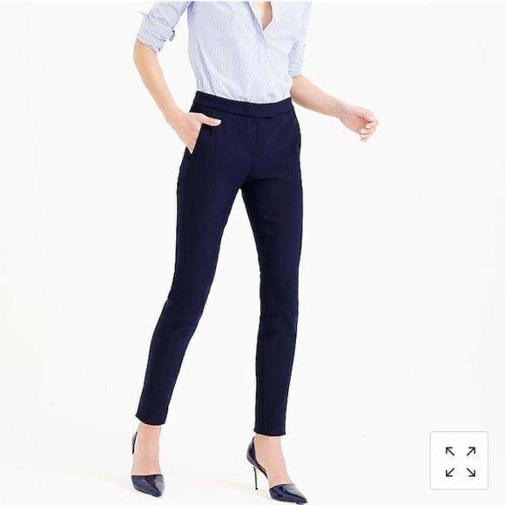 J Crew Ryder Slim Trouser Ankle Pants Navy Blue Stretch Career Office Womens 4